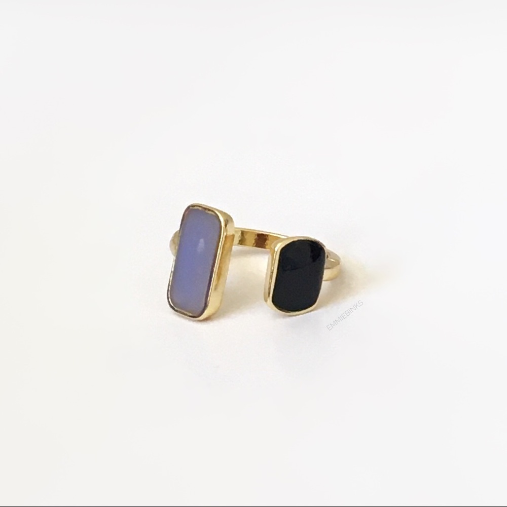 💥3for$28 New 2 Tone Art Deco Open Cuff Statement Ring Vertical Adjustable - Picture 4 of 8